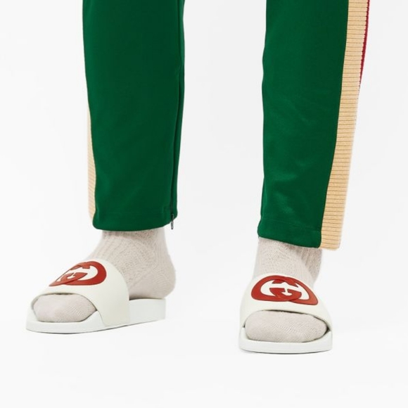 GUCCI Pursuit interlocking GG Logo Slide Sandals, white/red. Brand new in box - Picture 2 of 12